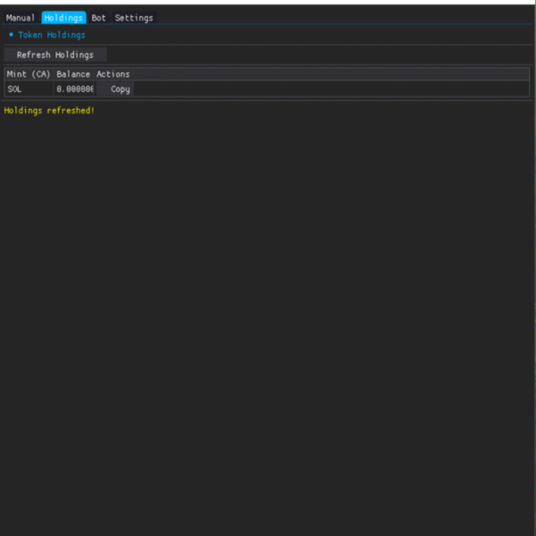 SolSaver holdings screen